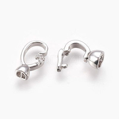 Brass Micro Pave Cubic Zirconia Fold Over Clasps KK-P164-08P-1