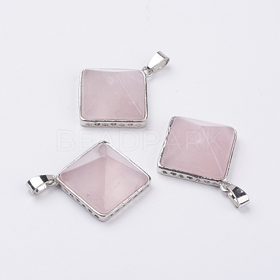 Natural Rose Quartz Pendants G-E442-02T-1