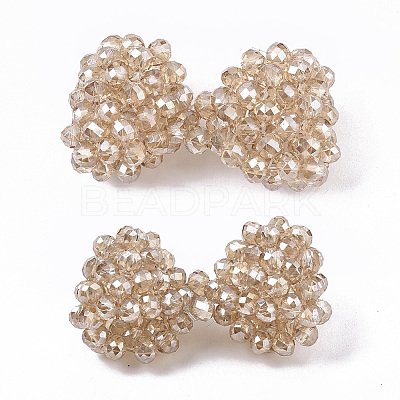 Plating Acrylic Woven Beads PACR-R247-04A-1