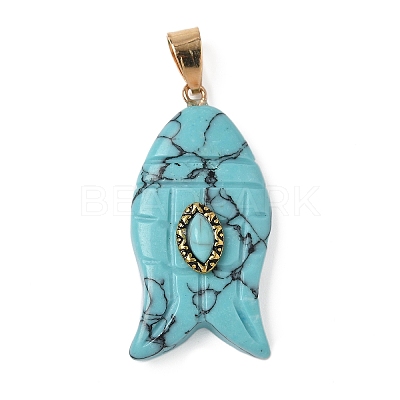 Synthetic Turquoise Carved Pendants G-Z084-01G-05-1