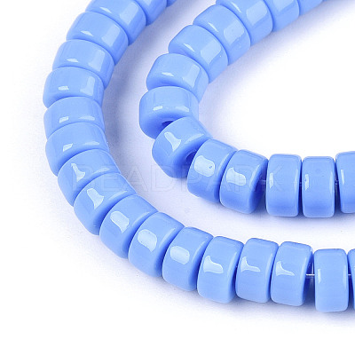Opaque Solid Color Glass Beads Strands GLAA-N026-3x6mm-08-1