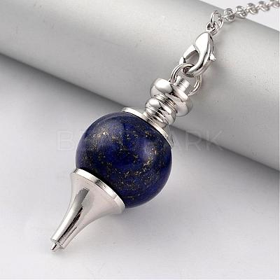 Natural Lapis Lazuli Sphere Dowsing Pendulums BJEW-E292-A03-1
