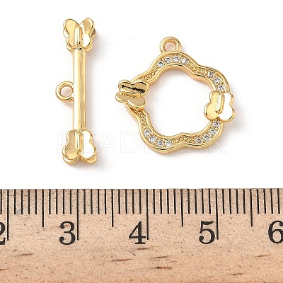 Brass Micro Pave Clear Cubic Zirconia Toggle Clasps KK-D504-07G-1