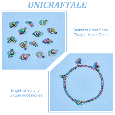 12Pcs 201 Stainless Steel Snap Clasps STAS-UN0053-71-1