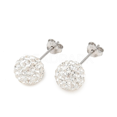 Gifts for Her Valentines Day 925 Sterling Silver Austrian Crystal Rhinestone Ball Stud Earrings for Girl Q286H011-1