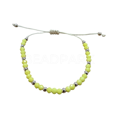 Glass & Brass Round Beads Braided Bead Bracelets RD6595-15-1