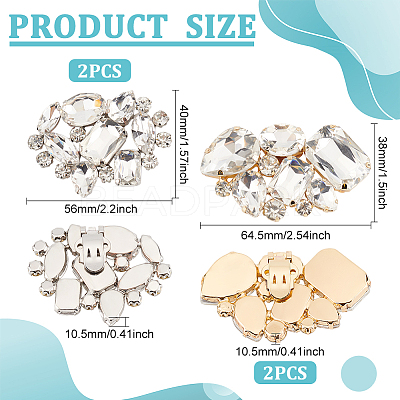 4Pcs 2 Style Detachable Flower Glass Crystal Rhinestone Shoe Decoration FIND-HY0003-38-1