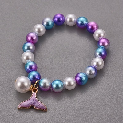 Plastic Imitation Pearl Stretch Bracelets and Necklace Jewelry Sets X-SJEW-JS01053-02-1