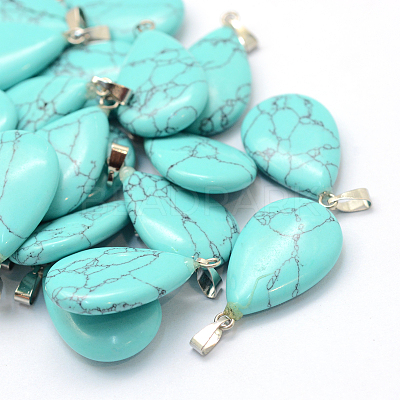 Teardrop Natural & Synthetic Mixed Stone Pendants G-Q368-M-1