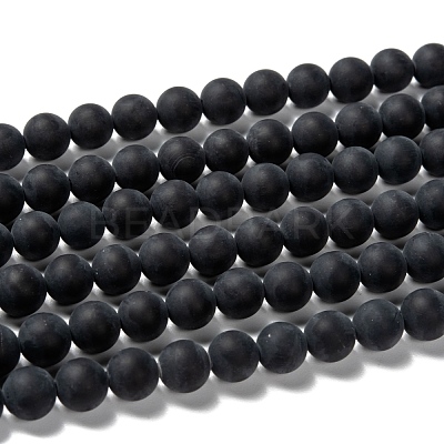 Grade A Natural Black Agate Beads Strands G447-4-1