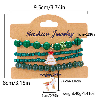 Christmas Acrylic Bead Stretch Bracelets Sets IC6084-3-1