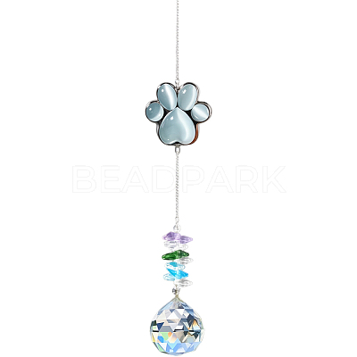 Glass Round Hanging Suncatcher AJEW-WH20130-15-1