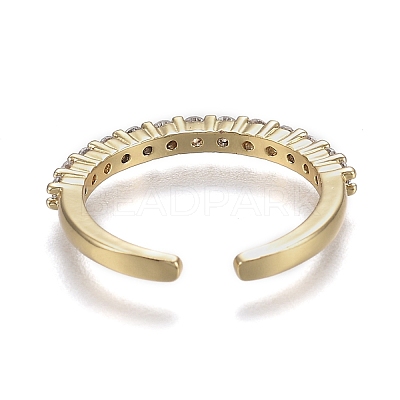 Adjustable Brass Micro Pave Clear Cubic Zirconia Cuff Rings ZIRC-Z002-11G-1