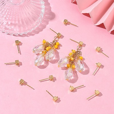 SHEGRACE Brass Cube Stud Earring Findings XGR0106G-121G-1