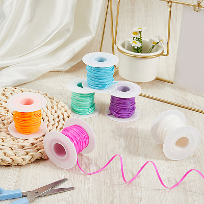 6 Rolls 6 Colors PVC Plastic Rattan Wicker Strips DIY-CY0001-96-1