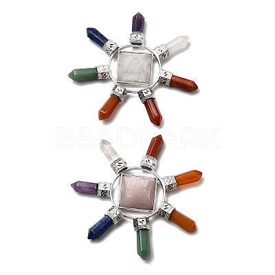 Natural Mixed Stone Pyramid & 7 Chakra Points Energy Generator DJEW-K011-A-1