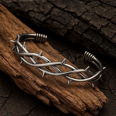 Gothic Alloy Thorns Open Cuff Bangles WG82058-01-1