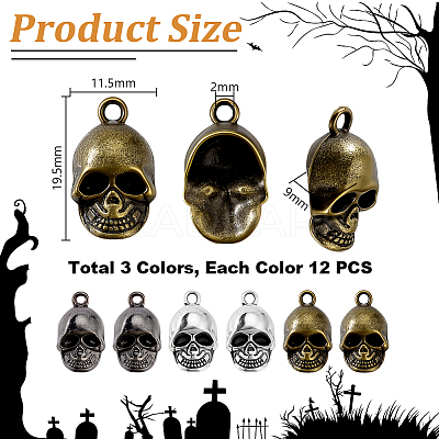 36Pcs 3 Colors Tibetan Style Alloy Pendants FIND-GA0008-10-1