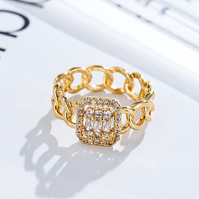 Brass Micro Pave Clear Cubic Zirconia Finger Rings FS-WGF0A01-08-1