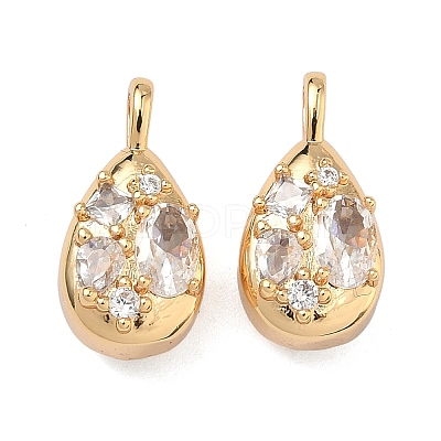 Brass Micro Pave Clear Cubic Zirconia Pendants KK-T080-23G-1