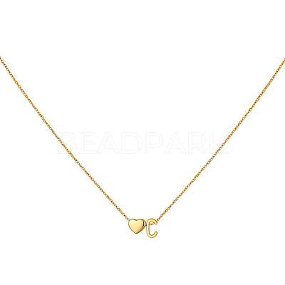 Simple Style Adjustable 316L Surgical Stainless Steel Heart and Initial Pendant Necklaces for Women WG95AEF-03-1