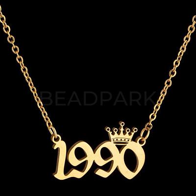 Crown Birth Year 201 Stainless Steel Pendant Necklaces for Women FS-WG4E8F2-11-1