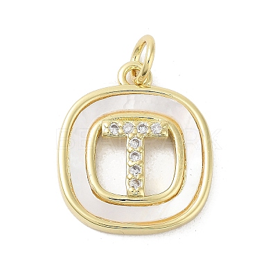 Rack Plating Brass Micro Pave Clear Cubic Zirconia Pendants KK-E102-33G-T-1