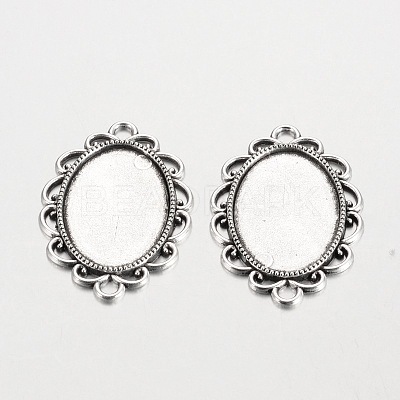 Oval Tibetan Style Alloy Cabochon Connector Settings PALLOY-K112-15AS-RS-1