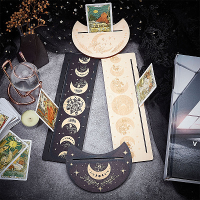 4Pcs 4 Style Wood Candle Holders & Tarot Card Stands DJEW-GF0001-47B-1
