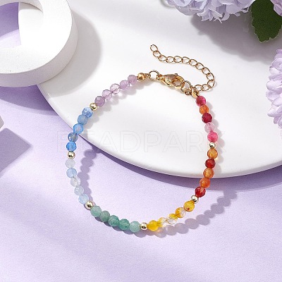 Natural Mixed Gemstone Roundle Beaded Bracelets BJEW-JB11284-1