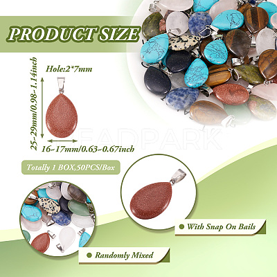 50Pcs Natural & Synthetic Mixed Gemstone Pendants G-TA0001-47-1