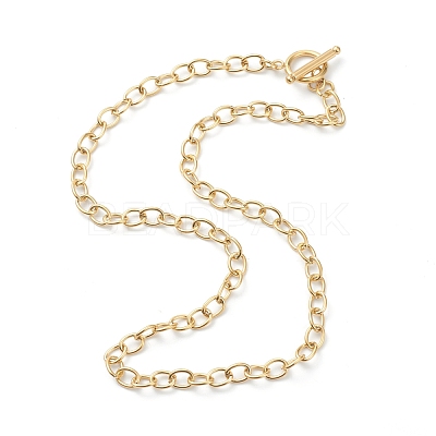 PVD Vacuum Plating 304 Stainless Steel Cable Chain Necklaces NJEW-I248-21G-1