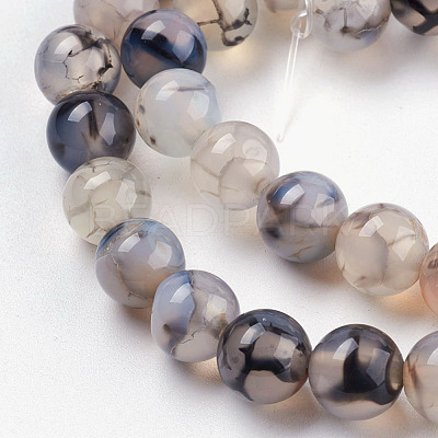 Round Natural Dragon Veins Agate Beads Strands X-G-S124-8mm-1