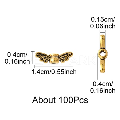 100Pcs Tibetan Style Alloy Fairy Wing Beads TIBEB-FS0001-14-1