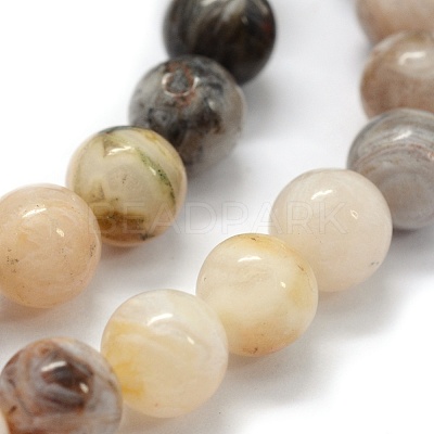 Natural Bamboo Leaf Agate Beads Strands G-G763-03-8mm-1