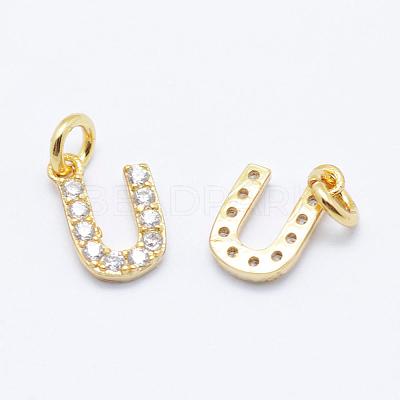 Brass Micro Pave Grade AAA Cubic Zirconia Charms ZIRC-P067-11G-U-NR-1