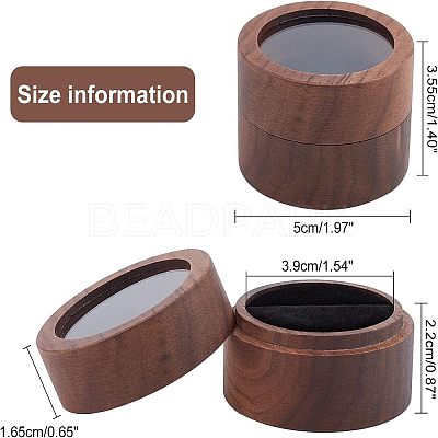 Walnut Wooden Engagement Ring Boxes CON-WH0072-87-1