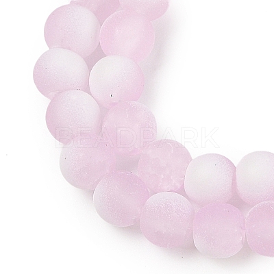 Frosted Crackle Glass Beads Strands GLAA-U001-8mm-M03-1