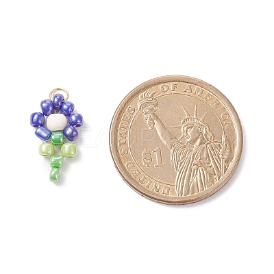 Glass Seed Beaded Pendants PALLOY-JF01825-1