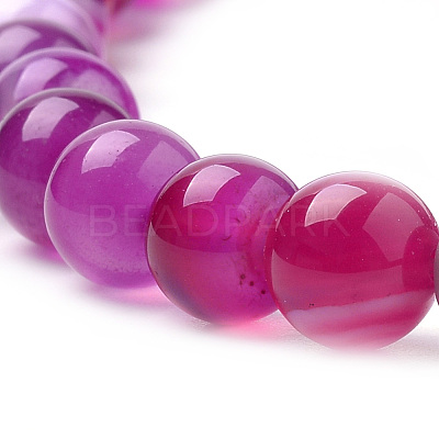 Natural Striped Agate/Banded Agate Beads Strands G-S259-04-4mm-1