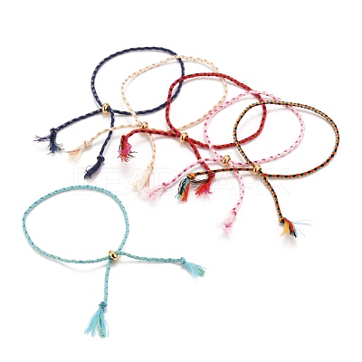 Adjustable Braided Cotton Cords Slider Bracelets Making BJEW-JB05743-1