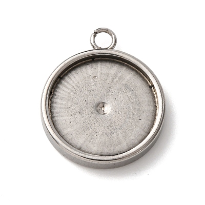 201 Stainless Steel Pendant Cabochon Settings STAS-D379-04E-P-1