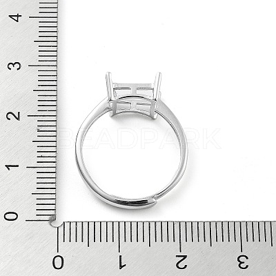 Square Adjustable 925 Sterling Silver Solitaire Ring Settings STER-G042-04P-1