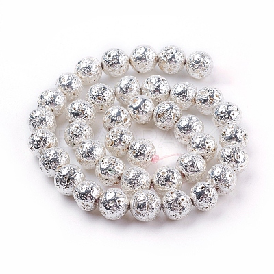 Electroplated Natural Lava Rock Bead Strands G-E429-01-12mm-S-1