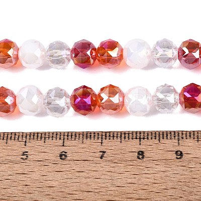 Electroplate Imitation Jade & Opaque & Transparent Glass Beads Strands EGLA-Q135-8MM-A12-1