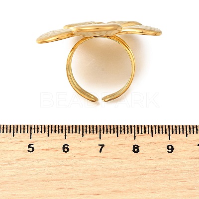 Flower 304 Stainless Steel Adjustable Cuff Rings for Women RJEW-M103-04C-G-1