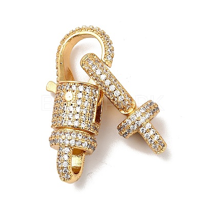 Brass Micro Pave Clear Cubic Zirconia Interlocking Clasps KK-J301-01-1