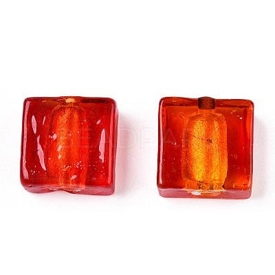 Handmade Silver Foil Lampwork Beads FOIL-S006-12x12mm-01-1