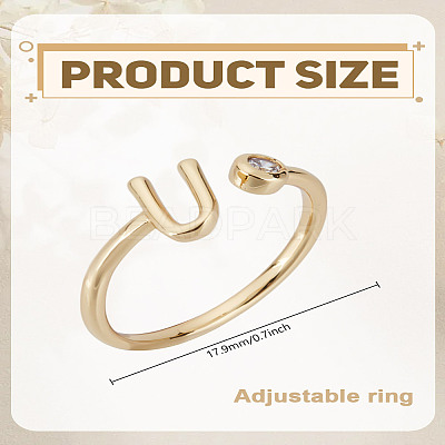 1Pc Brass Micro Pave Clear Cubic Zirconia Open Cuff Rings for Women RJEW-LP0002-37U-1