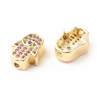 Rack Plating Brass Cubic Zirconia Beads KK-B051-03G-1